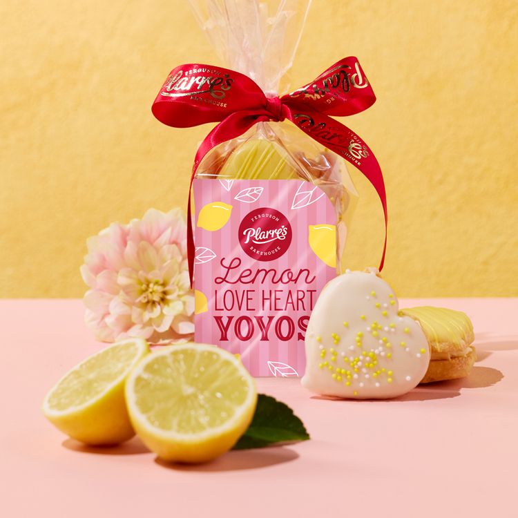 Lemon Love Heart YoYo Biscuits in Gift Bag