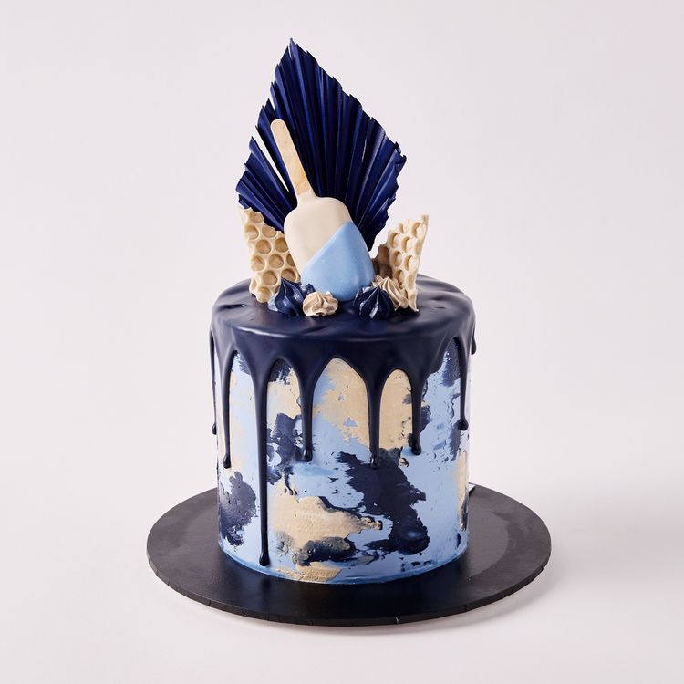 Deep Blue Drip Cake