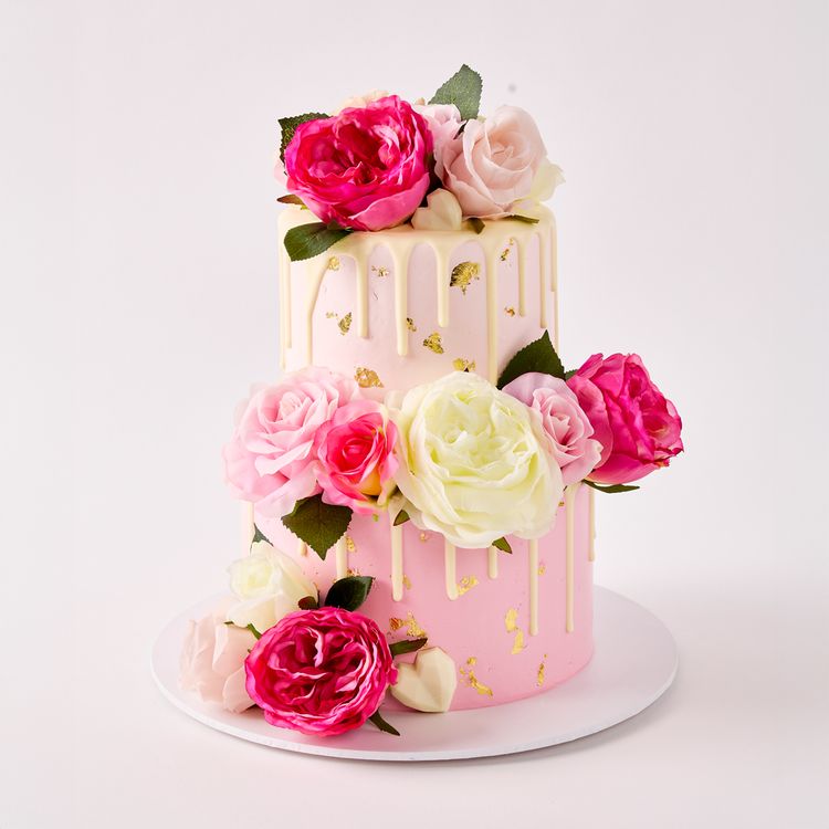 Pink & White Drip Cake