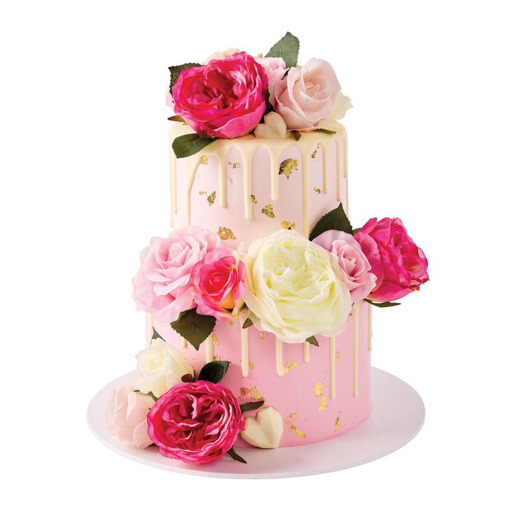 Pink & White Drip Cake