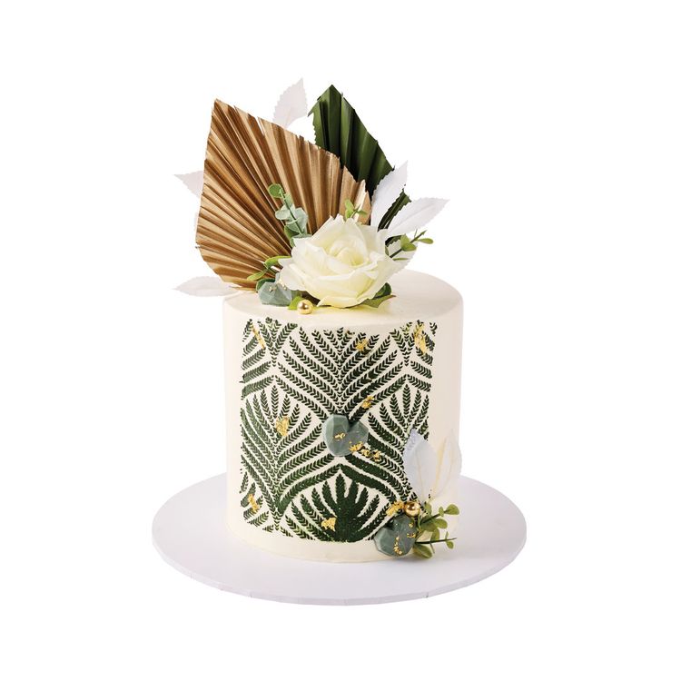 Fans & Flora Stencil Cake