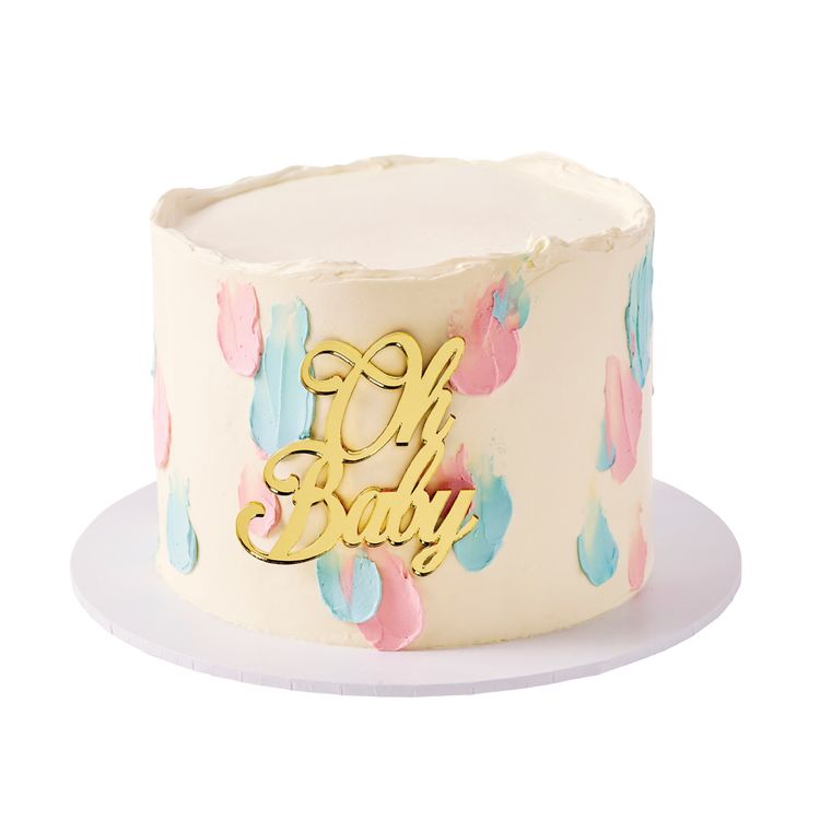 Gender Reveal Brush Strokes Cake
