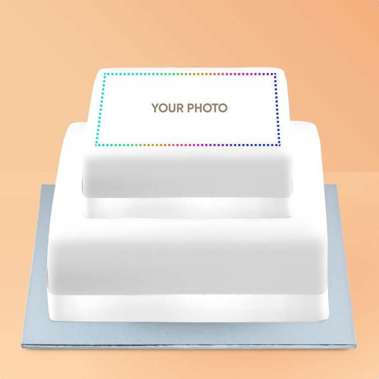Square Two Tier Photo Cake