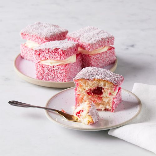 Raspberry Cream Lamington