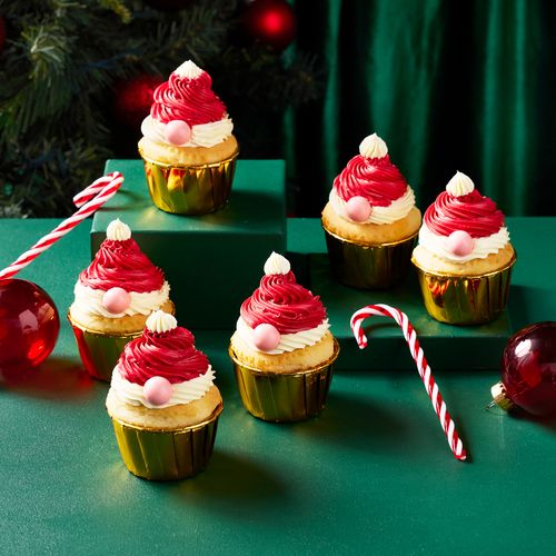 Vanilla Christmas Gnome Cupcakes - Pack of Six
