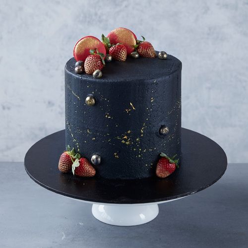 Black & Gold Dust Strawberry Celebration Cake 