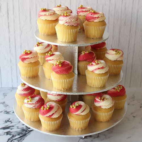 Red & Gold Cupcake Cake
